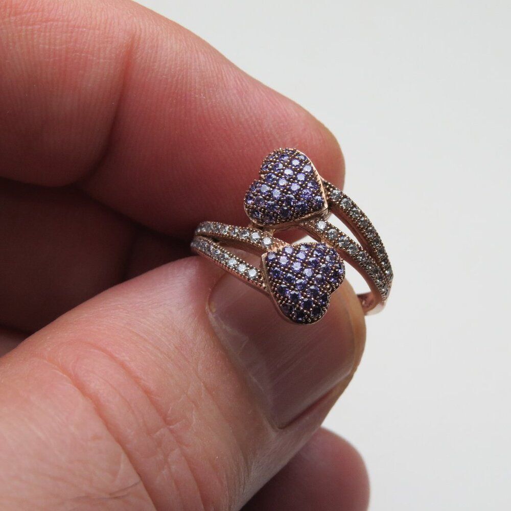 14k Gold Amethyst Diamond St. silver Heart Ring